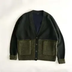 COS バイカラー ウールモヘア ローゲージリブニットカーディガン