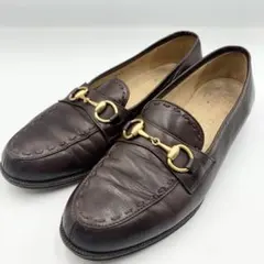グッチ GUCCI ローファー レザー ブラウン 本革 22.5cm相当 UK5