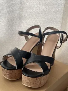 コルクソールクロスストラップサンダル 24.5cm ヒール12.5cm 試着のみ