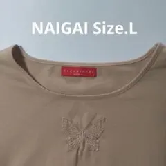 KAZAMIDORI バタフライ刺繍 Tシャツ Lサイズ　日本製のサムネイル