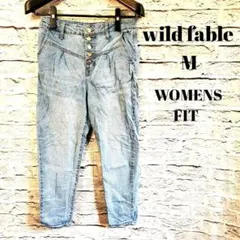 レディース ハイウエスト デニムパンツ ボタンフライ テーパード ストレッチ