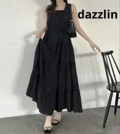 美品　dazzlin　ダズリン　ハシゴレースティアードワンピース　ブラック　F