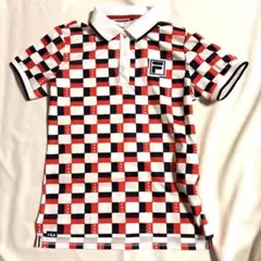 FILA GOLF ポロシャツ レッド×ネイビー M