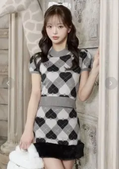 ❤︎9.000円❤︎最安値❤︎Darich アーガイルハートチェックニットセットアップ