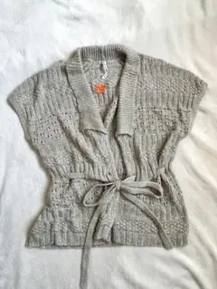 最終価格★日本製 ラメ混透かし編みニットベスト パステル系