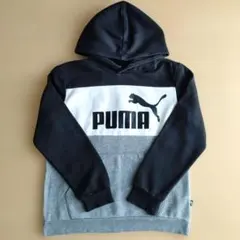 PUMA フード付き　パーカー 黒/グレー/白　プーマ　150 ジュニア