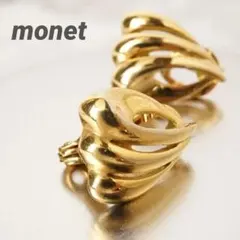 Monet モネ ヴィンテージ イヤリング ゴールド 立体ウェーブデザイン