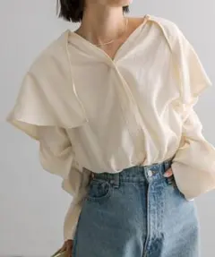 mystic ラッフルカラーシャツ ブラウス フリルシャツ新品未開封