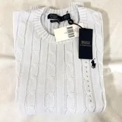 正規品 ポロラルフローレン ケーブルニット ピマコットン 長袖 白 Lサイズ