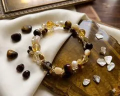 ハンドメイド 天然石・ビーズ 編みデザインブレスレット