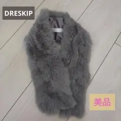 【美品】グレー ファースヌード レディース 防寒 マフラー DRESKIP