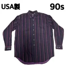 USA製 90s BIGGER BOY ビンテージ 総柄シャツ M ストライプ