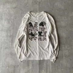 00s カットソー ロンT スカル 星条旗プリント グランジ y2k パンク