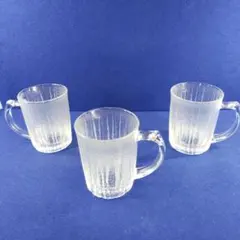 昭和レトロ スリガラス ビアジョッキ3客ビアクラス・タンブラー・ビールグラス①