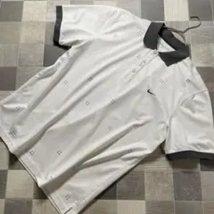 【XL】ナイキ ゴルフ ☆ 幾何学柄 ポロシャツ 白 DRI-FIT