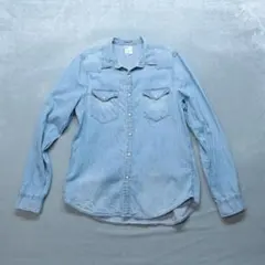 H&M 古着 A0537 デニムシャツ S 青 ウエスタンシャツ スナップボタン