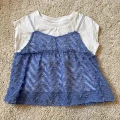 GU レイヤード Tシャツ 110サイズ 白/青