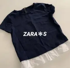 ZARAザラ＊チュニック＊トップス＊Tシャツ＊カットソー＊紺色ストライプ＊S