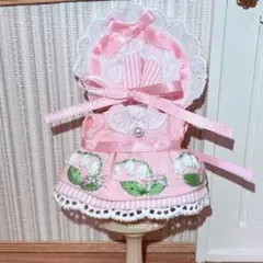 刺繍のワンピース୨୧＆ボンネットセット＊すずらん＊赤ちゃんサイズ　ドール服