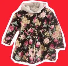 Ricco rubi リコルビ 韓国服 ボアコート 花柄 サイズ13 フードあり