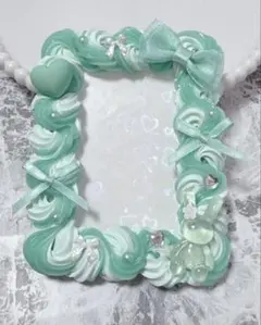 ホイップデコ硬質トレカケースB8ミントグリーンミックス ハートリボンTC-456