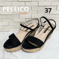 【美品】ペリーコPELLICO ウエッジサンダル スエード黒 37(23.5)