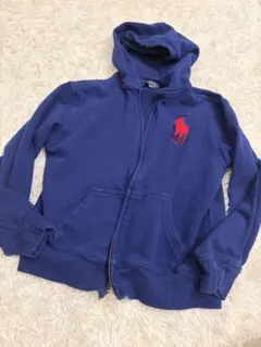 y2k ラルフローレン ジップパーカー ビックポニー ネイビー 平成ギャル