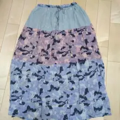 花柄ロングスカート 青紫