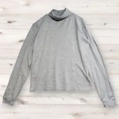 ウィークエンド カットソー タートルネック リブ袖 無地 M 灰 綿混 秋服