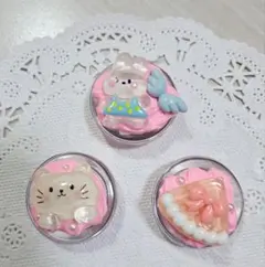 ホイップデコ☆ピンクのゆるかわマグネット3個セット☆