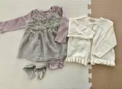 フリル付きトップスとカーディガンセット