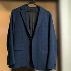 PLST ネイビー チェック柄 テーラードジャケット