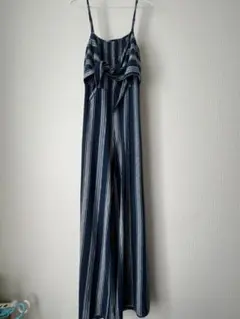 ネイビー ストライプ サロペット