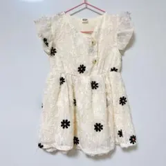 【美品】 ベビーワンピース レース　花柄　92 白 結婚式　誕生日　お祝い