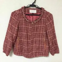 proportion美品春物ツイードノーカラージャケットジップアップコート