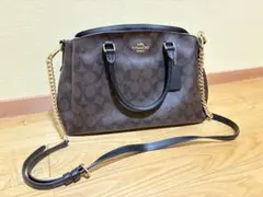 COACH ブラウンレザーショルダーバッグ