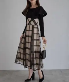 ビックカラーバックレースアップドッキングワンピース