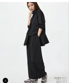 UNIQLO ウルトラストレッチアクティブワイドパンツ 丈短め ブラック