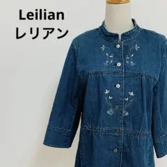 美品 レリアン 刺繍デニムジャケット フラワー L 上品 シャツ