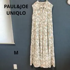 【未使用品】ユニクロ　ポール&ジョー　花柄ボウタイノースリーブワンピース　M