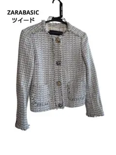 ZARABASICノーカラー ミックスツイードジャケット　卒業入学