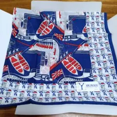 海と船のマリン柄 ハンカチ