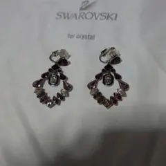 SWAROVSKI パープル イヤリング 約4cm