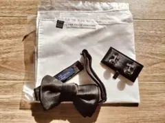 結婚式 新郎3点セット トリートメントドレッシング チーフ、蝶ネクタイ、カフス