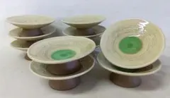 高台鉢　10点セット　刺身皿　向付　和食器　会席料理　高台皿　レトロ　骨董　貫入