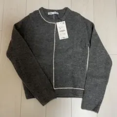 ZARA グレー 長袖ニット Sサイズ