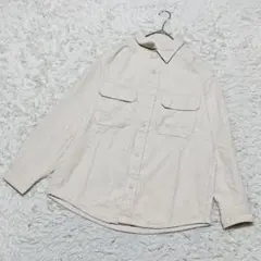 【ジーユー】❣️コーデュロイCPOシャツ❣️カジュアル 羽織り ラフ 白 M