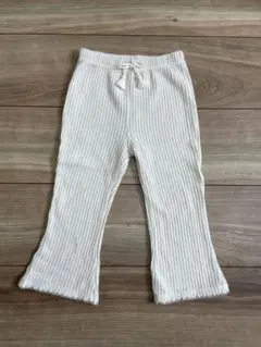 ホワイトリブ編みフレアパンツ 90㎝