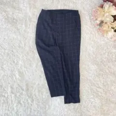 UNIQLO スマートアンクルパンツ（ウィンドウペン）M ネイビー系　オフィス