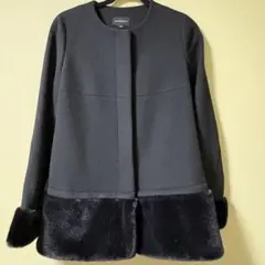 美品　QUEENS COURT ファー 2way 長袖 コート サイズ2 Ｍ　黒